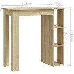 vidaXL Table de bar avec étagère Chêne sonoma Bois d'ingénierie
