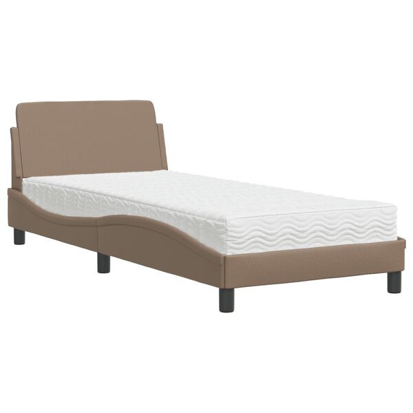 vidaXL Lit avec matelas cappuccino 90x190 cm similicuir