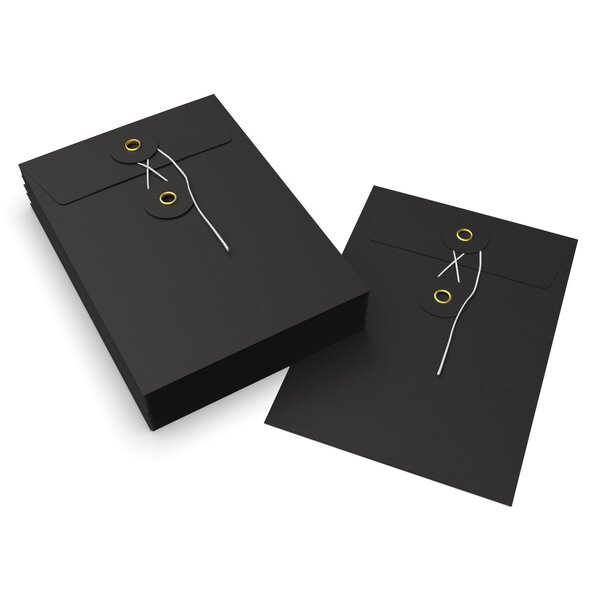Lot de 20 enveloppes à rondelle et ficelle noir 162x114