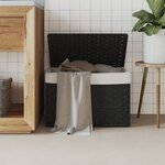vidaXL Panier à linge avec couvercle noir 55 5x35x34 cm résine tressée