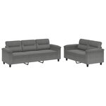 vidaXL Ensemble de canapés 2 Pièces coussins gris foncé tissu microfibre