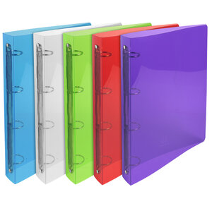 Classeur 4 anneaux 30 mm polypropylène crystal - a4 maxi - couleurs assorties - x 5 - exacompta