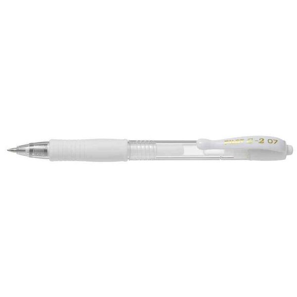 Stylo bille à encre gel G2 07 pointe moyenne blanc pastel x 12 PILOT