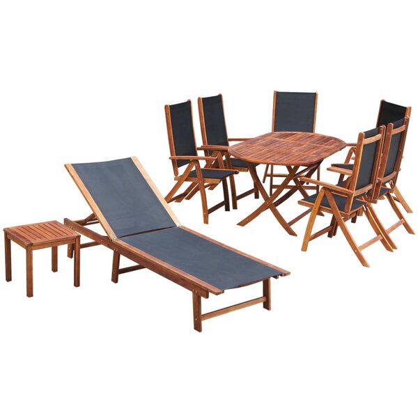 vidaXL Ensemble à manger d'extérieur 9 Pièces et coussins Acacia solide
