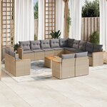 vidaXL Salon de jardin avec coussins 14 Pièces beige résine tressée