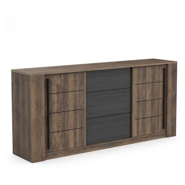 Enfilade MONACO - chêne et noir - 2 Portes + 3 Tiroirs - 206 x 44 9 x 94 cm