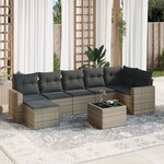 vidaXL Salon de jardin 8 Pièces avec coussins gris résine tressée