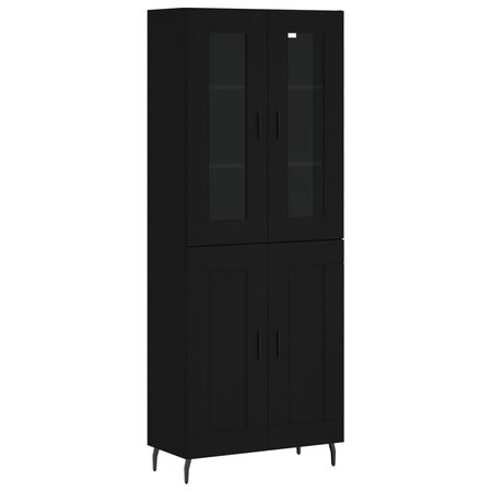 vidaXL Buffet haut Noir 69 5x34x180 cm Bois d'ingénierie