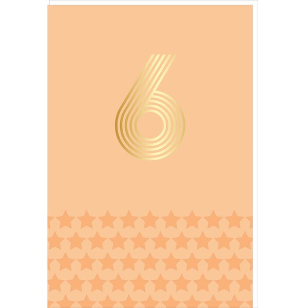 Carte D'anniversaire 6 Ans En Or - Orange - A Message - Pour Enfant Garçon Fille - 11 5 X 17 Cm - Draeger paris