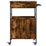 vidaXL Chariot de cuisine chêne fumé 56x43x89 5 cm bois d'ingénierie