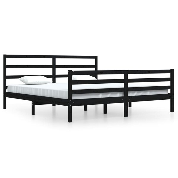vidaXL Cadre de lit Noir Bois de pin massif 200x200 cm