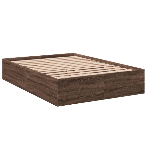 vidaXL Cadre de lit chêne marron 140x200 cm bois d'ingénierie