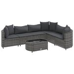 vidaXL Salon de jardin avec coussins 7 Pièces gris résine tressée