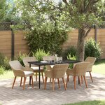 vidaXL Ensemble salle à manger jardin 7 pièces Rotin Polybeige