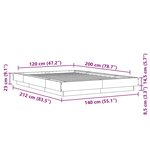 vidaXL Cadre de lit avec lumières LED chêne fumé 120x200 cm