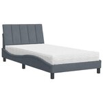 vidaXL Lit avec matelas gris foncé 100x200 cm velours