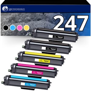 Pack 5 toners compatibles BROTHER TN-247 XL