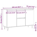 vidaXL Buffet gris béton 104x35x70 cm bois d'ingénierie