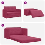 vidaXL Canapé Lit au Sol 2-en-1 Rouge Vin 124x204x61 cm Velours