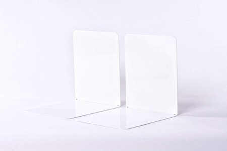 Lot de 2 Serre-livres Métal larges 14 x 12 x 14 cm Blanc MAUL