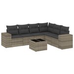 vidaXL Salon de jardin avec coussins 7 Pièces gris clair résine tressée