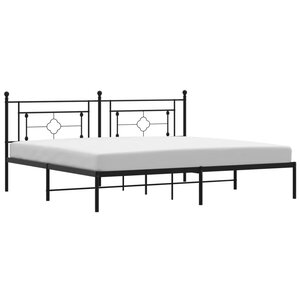 vidaXL Cadre de lit métal avec tête de lit noir 193x203 cm