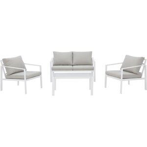 Salon de jardin FIRA - En Aluminium - 4 personnes avec coussins