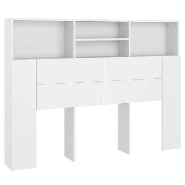 vidaXL Armoire de tête de lit Blanc 140x19x103 5 cm