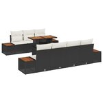 vidaXL Ensemble salle à manger jardin 8 pièces avec coussins en Rattan Poly noir