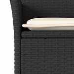 vidaXL Ensemble à manger de jardin et coussins 3 Pièces noir rotin acacia
