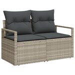 Ensemble de Canapés de Jardin 8 Pièces avec Coussins Gris Clair en Poly Rattan