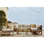 BOCARNEA Salon de jardin LEVATA en bois d'acacia FSC - 6 personnes avec ottoman - Coussins gris et deux tons + Housse incluse