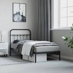 vidaXL Cadre de lit métal avec tête de lit noir 80x200 cm