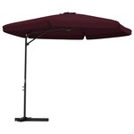 vidaXL Parasol d'extérieur avec mât en acier 300 cm Rouge bordeaux