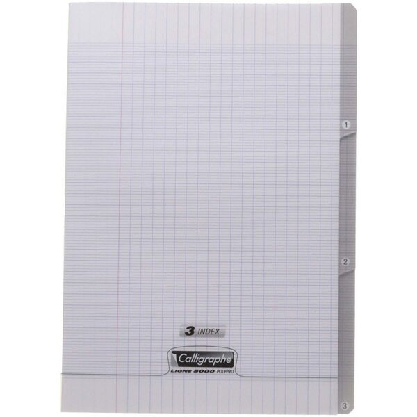 Cahier piqué 3 index 96 pages seyès 90 g  couverture polypropylène  format 21 x 29 7cm CALLIGRAPHE