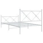 vidaXL Cadre de lit métal avec tête de lit/pied de lit blanc 107x203cm