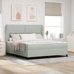 Lit Box Spring vidaXL avec Matelas Gris Clair 180x200 cm Velours