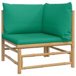 vidaXL Canapé d'angle de jardin avec coussins vert bambou