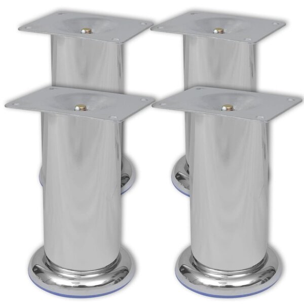 4 pieds ronds de canapé en Nickel brossé 120 mm
