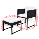 vidaXL Ensemble à manger d'extérieur 9Pièces coussins Résine tressée Noir