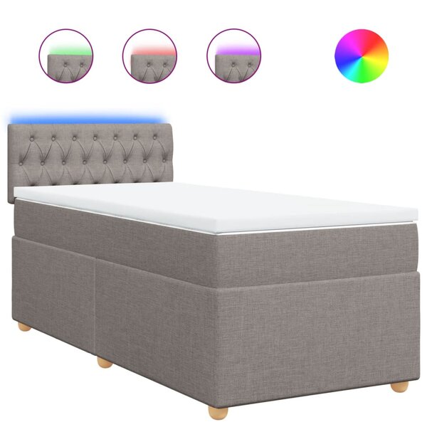 vidaXL Sommier à lattes de lit avec matelas Taupe 90x190 cm Tissu