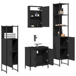 vidaXL Ensemble de meubles salle de bain 4 Pièces noir bois d'ingénierie