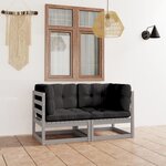 Vidaxl canapé 2 places de jardin avec coussins bois de pin solide