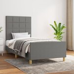 vidaXL Cadre de lit avec tête de lit Gris foncé 90x190 cm Tissu