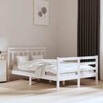 vidaXL Cadre de lit Blanc Bois massif 135x190 cm Double