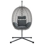 vidaXL Panier de Chaise Œuf Suspendue avec Support Gris Osier