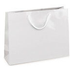 Sac pelliculé brillant blanc à poignées cordelières 40 x 32 x 12 cm (lot de 25)