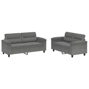 vidaXL Ensemble de canapés 2 Pièces coussins gris foncé tissu microfibre