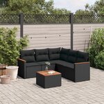 vidaXL Salon de jardin 6 Pièces avec coussins noir résine tressée