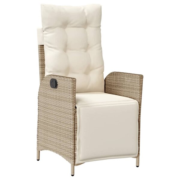 vidaXL Chaise inclinable de jardin et repose-pied beige résine tressée